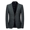 Hot Sale Single Breasted Notch Lapel Two-Button 100% Polyester Check Fabric Plus Size Slim Casual Blazer for Men1
