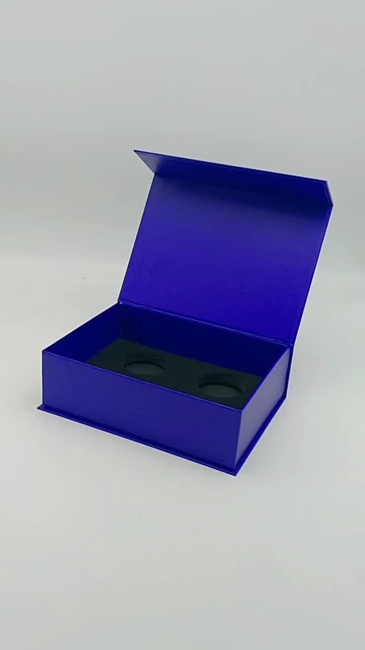 caja de imán azul personalizado con espuma