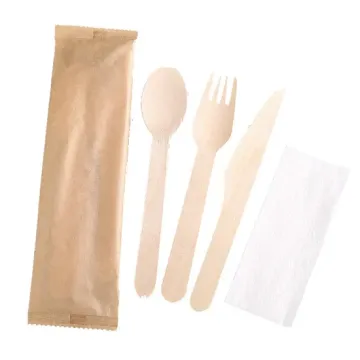Disposable Birch Cutlery Set / Individually Packaged Cutlery1