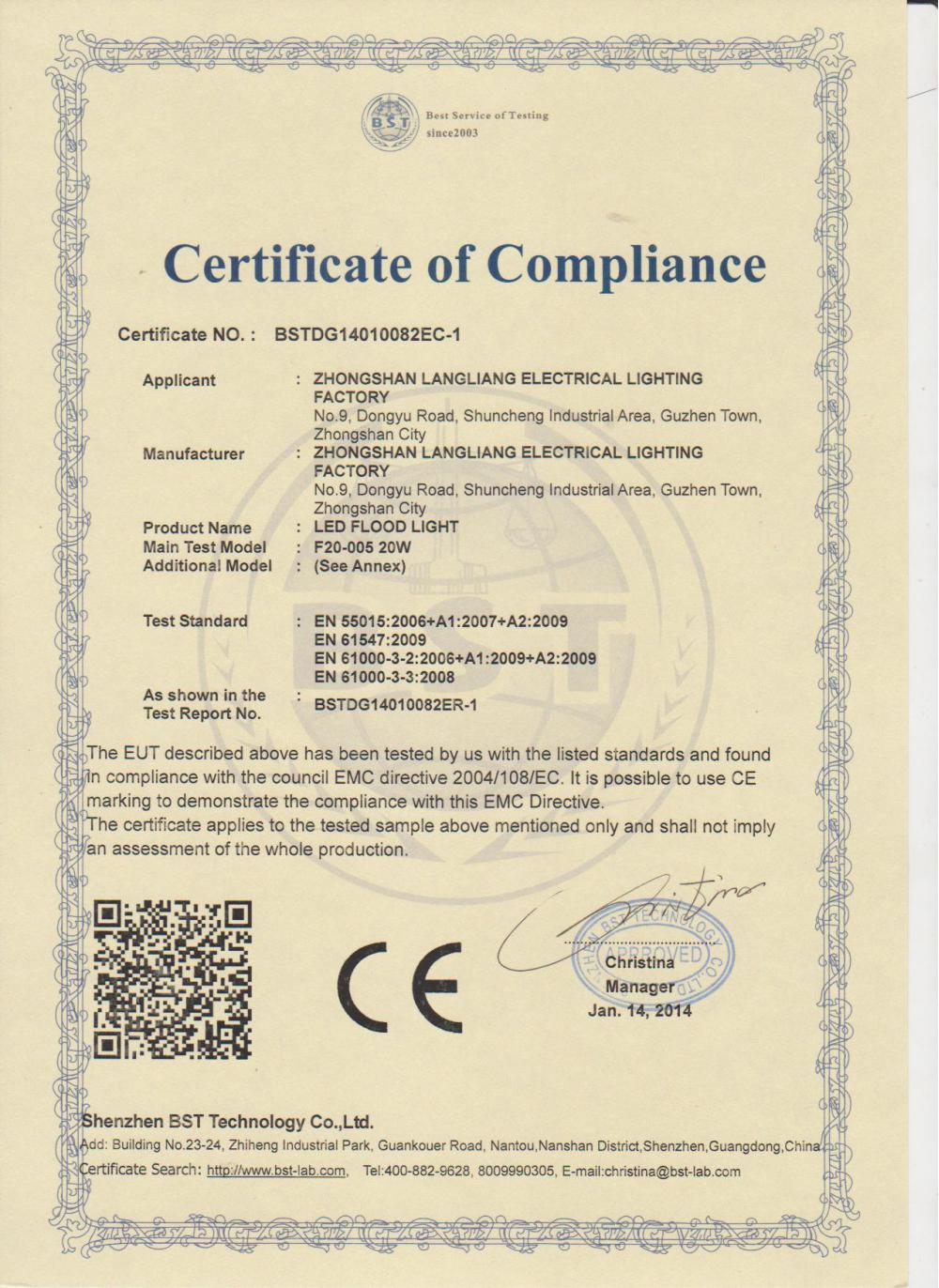 LED flood light CE certificate