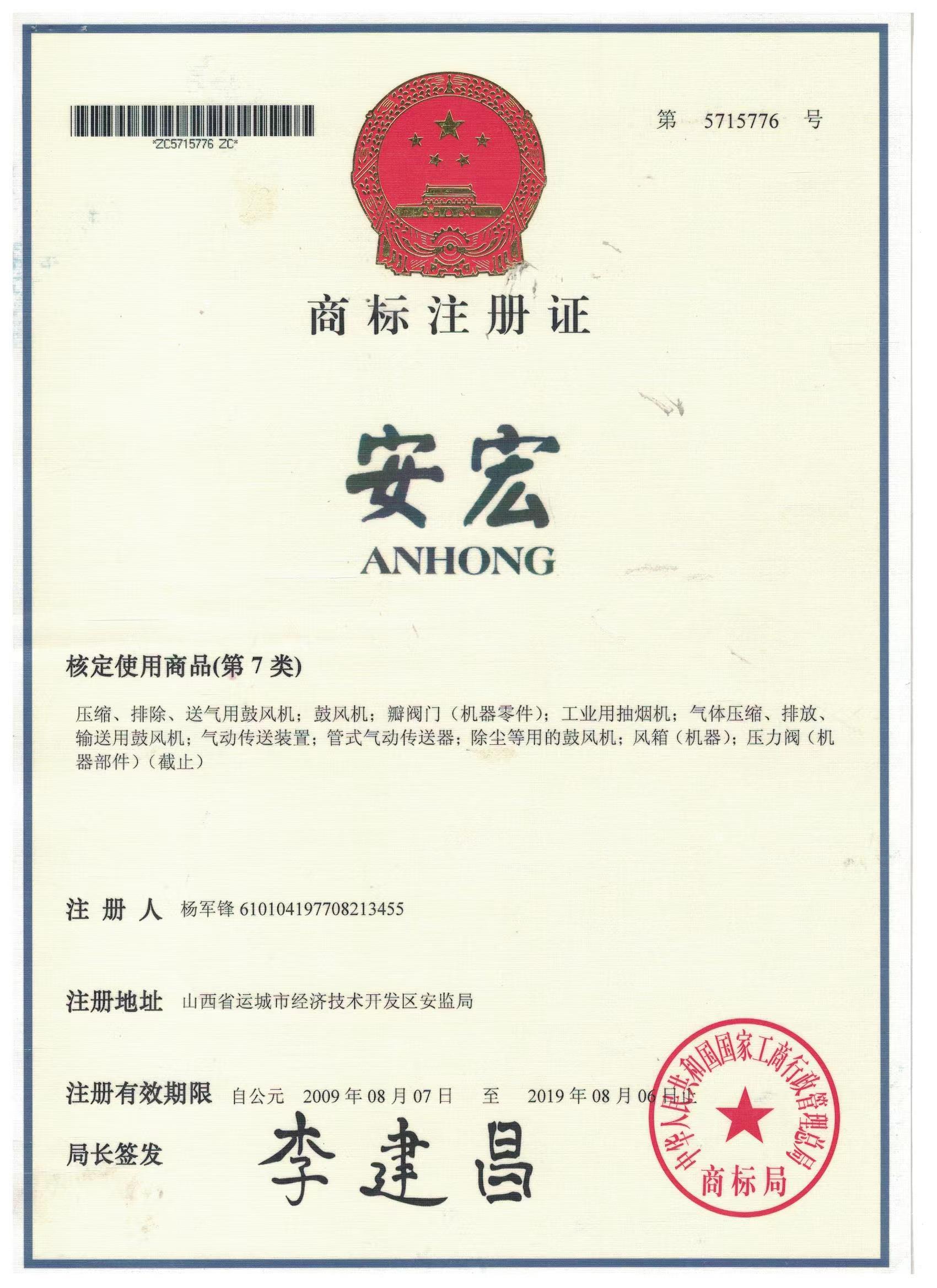 Trademark Registration Certificate