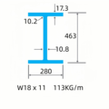 Custom Chinese Manufacturer's A36 A36B H Beam: W18 x 11, 463*280*10.8*17.3*10.2 Size H Beam for Sale1