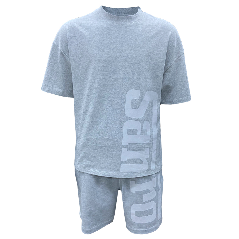 gray printing t shirt set