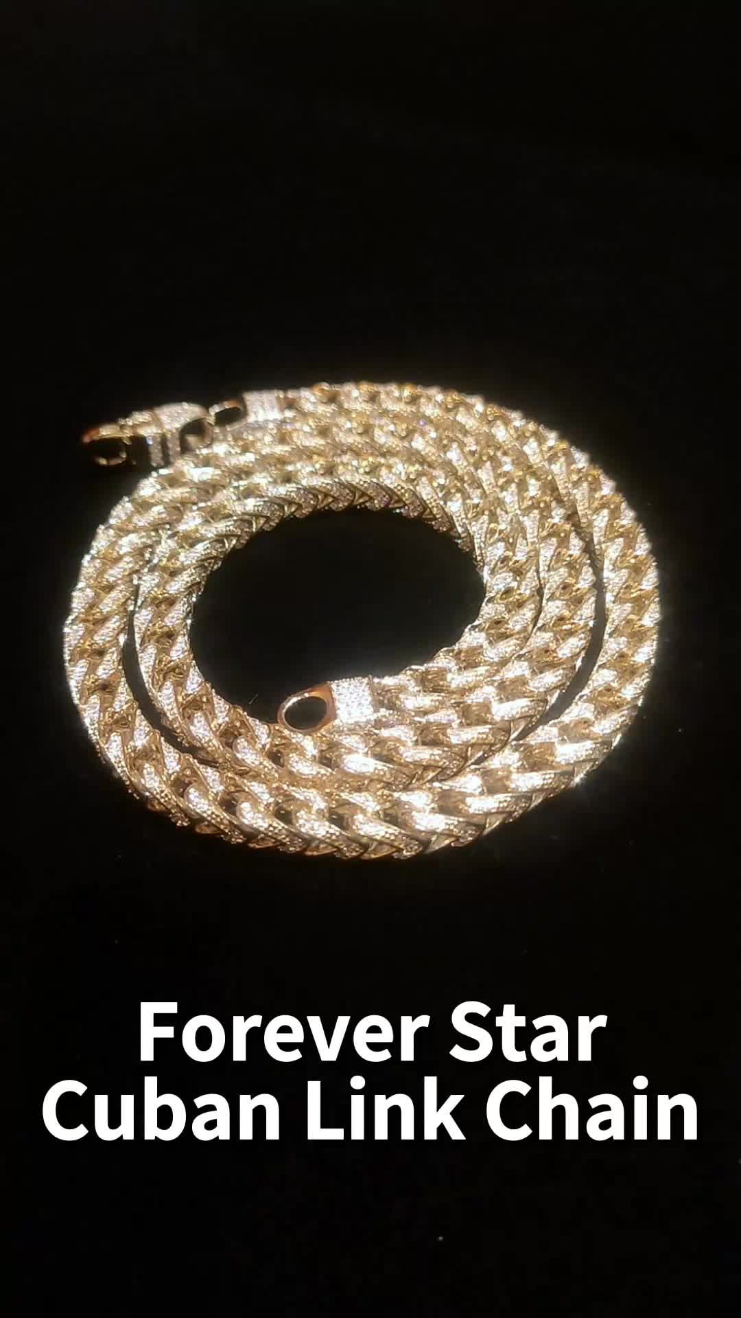 Bijoux hip hop personnalisé à chaud 925 Collier de chaîne en diamant cubain en argent sterling en or sterling
