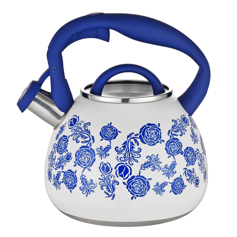 blue and classic flower stovetop tea kettle