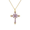 Light Luxury Gold-Plated Multi-Color Zircon Cross Pendant Necklace1