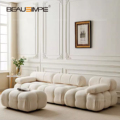 Nordic Elegant Furniture Premium Style 3 Seater L Shape Couch Tela Tufted Modular Sectional Living Room Compression Sofa Set1