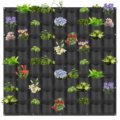 Hangende plantentas met 72 zakken hangende verticale wandplanter muur gemonteerd kweekzak 1x1m zwart groen1