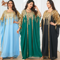 جدیدترین لباس شیک ترکیه Abaya گلدوزی لوکس یقه V عرب دبی مانتو ماکسی آستین بلند زنانه Jalabiya Kaftan1