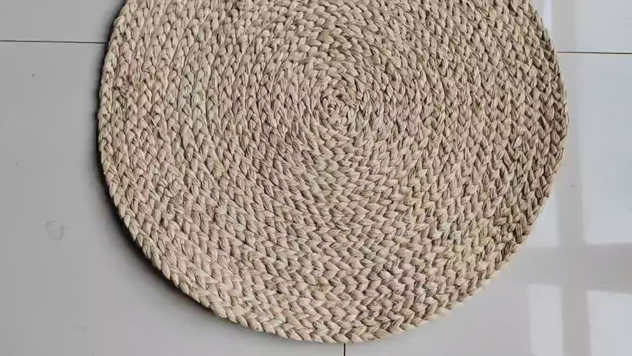 Hand geflochtenes Raffia -Stroh Teppich rund natürlicher Teppich Strohmatten Teppich für Resort Hotel1