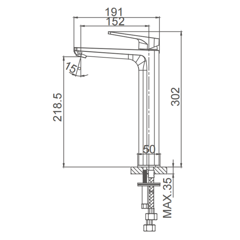 Single lever basin mixer