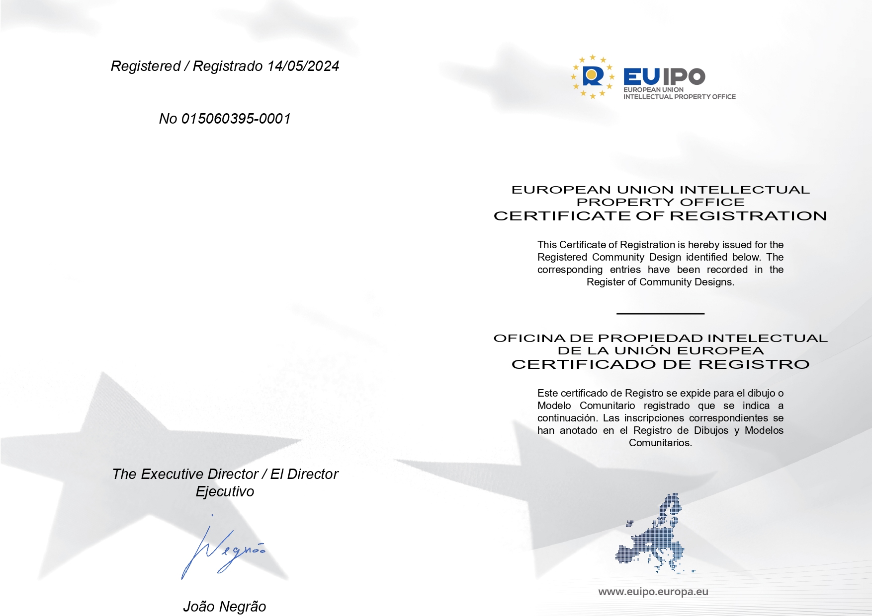 European Union Intellectual Property Office – Certificate of Registration