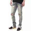 Νέο σχεδιασμό Custom Rapped Jeans Zipper Fly Decoration Slim Fit Retro Jeans1