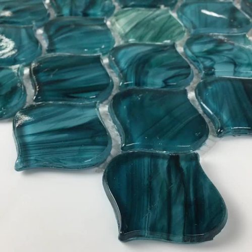 Arabesque Green Glass Art Tiles