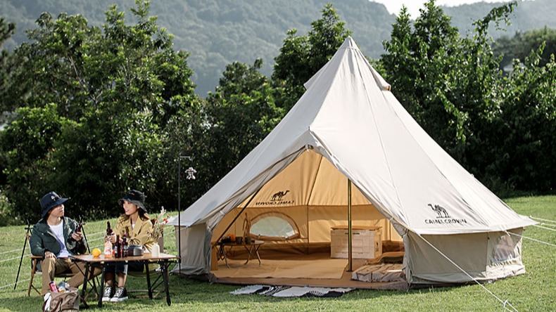 Kamelzelt 6-9 Personen Picknick Baumwoll Canvas Hochwertiges Camping-Pyramidenzelt im Freien für Camping1