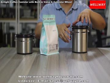 Airtight Coffee Canister with Built-in Valve & Calendar Wheel