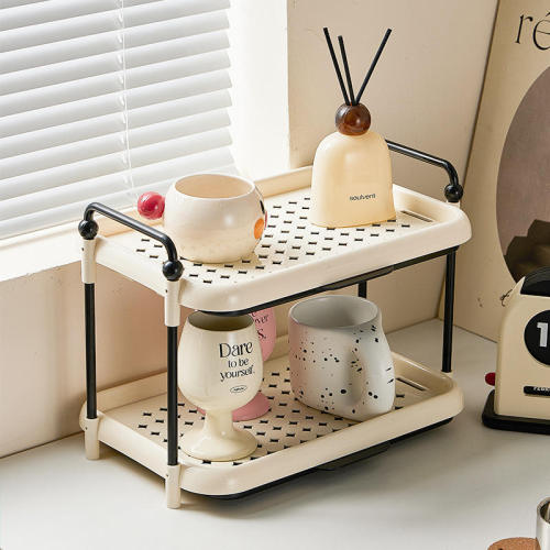 Scaffale da appoggio a doppio livello per gli elementi essenziali della cucina e del bagno