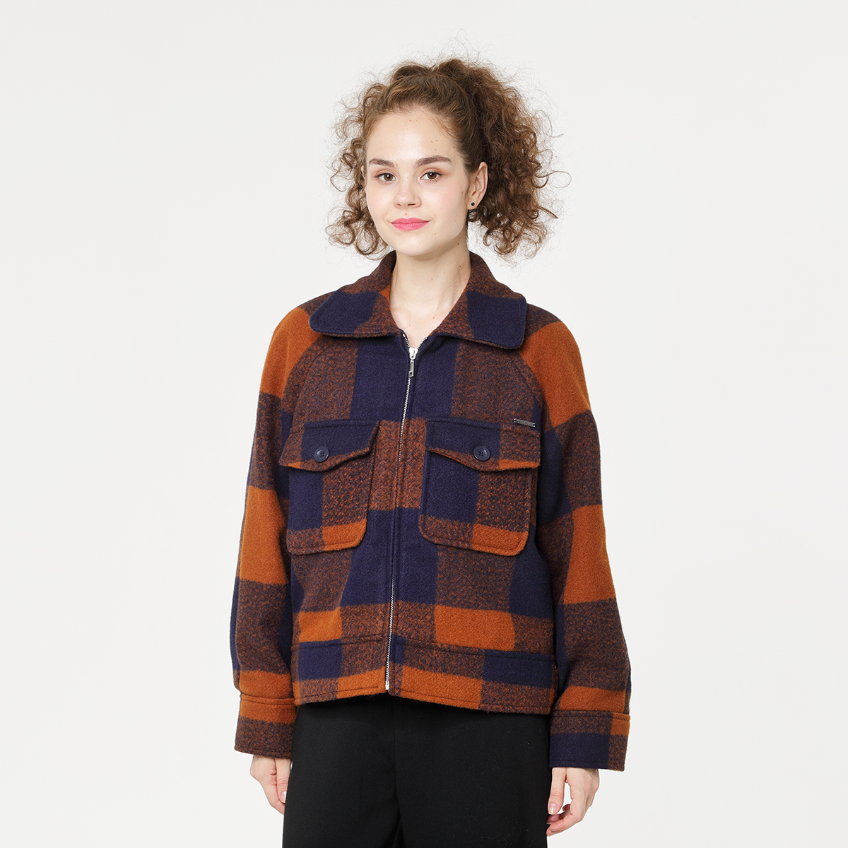 Woolen Check Lady's Short Jacket Woolen Check Lady's Short Jacket