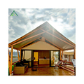 Umaywin Luxury Glamping Safari Tent with Outdoor Plastic Table1