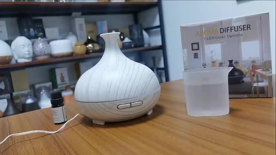 Difusor de aroma de grano de madera de 400 ml Humidificador inteligente Aromaterapia difusor con Tuya Alexa Google Home Telephing App1