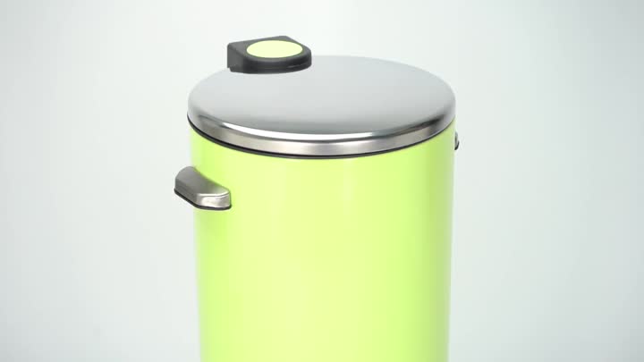 green pedal trash can with handle