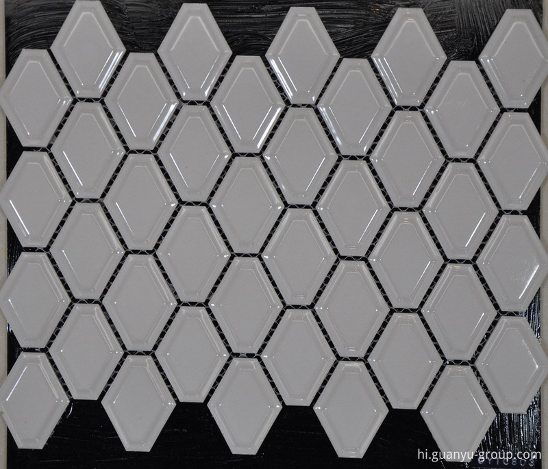 White Convex Hexagon Porcelain Mosaic