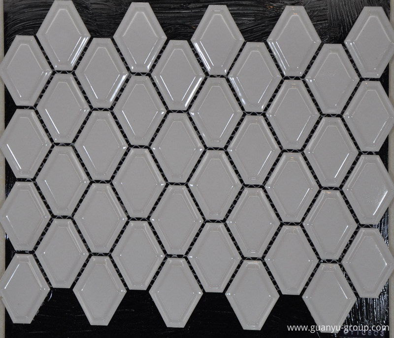 White Convex Hexagon Porcelain Mosaic