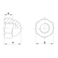 Porca de tampa com abobadão hexadecimal