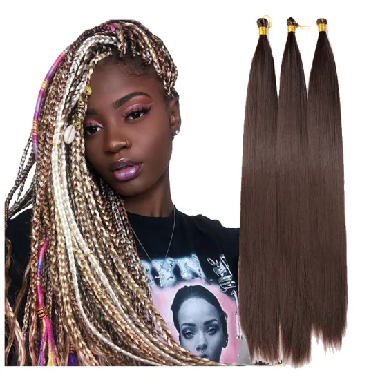 bone Straight silky Braiding Synthetic Bulk Hair Extensions 22Inch High Temperature Hair Bundles Crochet Hair pre stretched