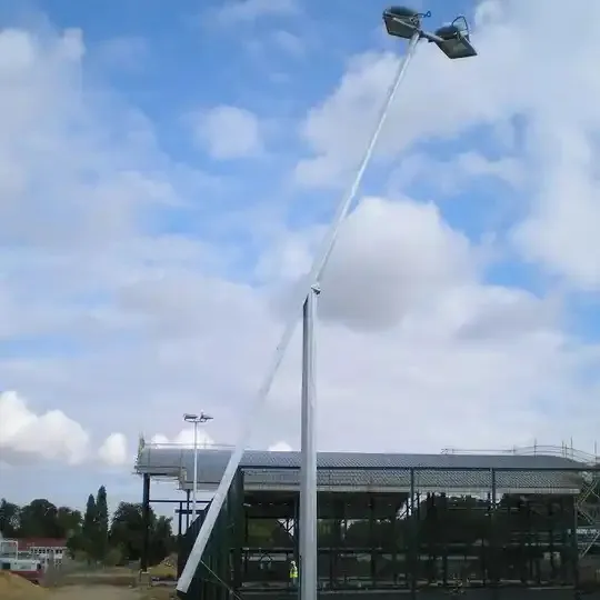 Mid Hinged Outdoor Galvanized Lamp Poles: Octagonal Tapered Design for 5m to 18m Street Light Poles