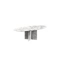 Elegante mesa de comedor de mármol ovalado