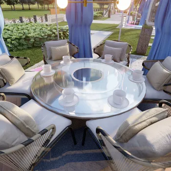 Waterproof Durable Rattan Rope Wicker Chairs, Dining Tables, and Outdoor Garden Sets for Restaurants and Patios