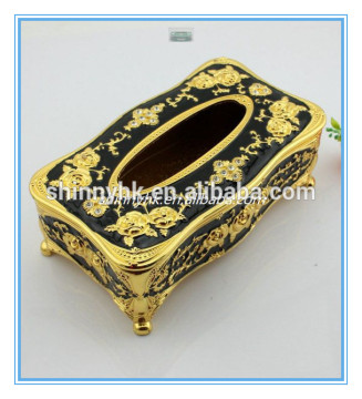 Hot sale vintage allloy metal enamel tissue box cover white and black colour