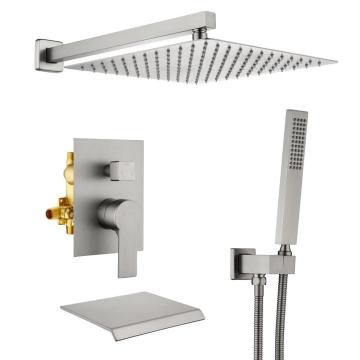 Wall Mounted Brushed Nickel Bath Shower Set