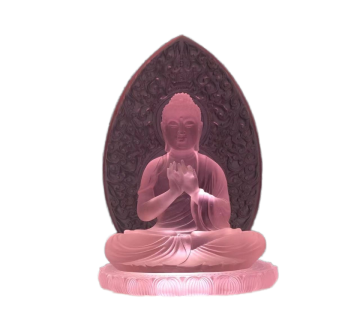 Handcrafted Buddhism Temple Art Figurines: Crystal Liuli Mandalas & Resin Models