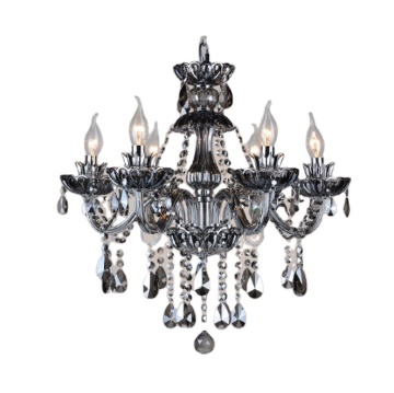 European 6 Lamp Smoke Gray Crystal Chandelier Pendant Light