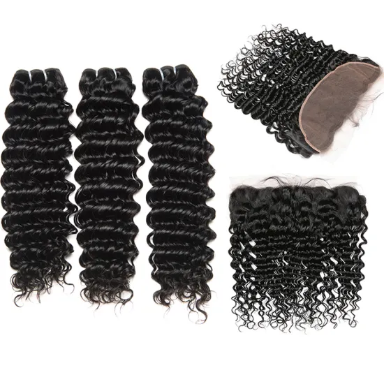 Curly human hair bundles with lace closure frontal 10a grade hair peruvian virgin human hair bundles