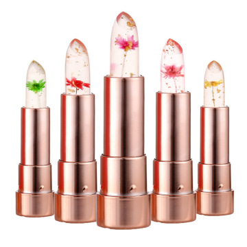 Lápiz labial de flores secas veganas al por mayor: bálsamo teñido de color impermeable, cambio de color y duradero