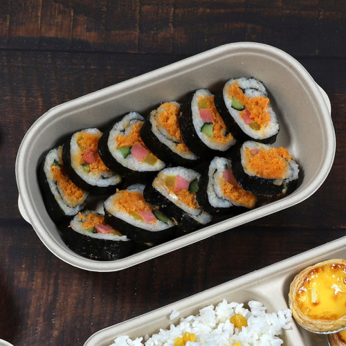 Degradable disposable packaging box bagasse pulp sushi takeaway salad bento environmentally friendly compartmental fast food box