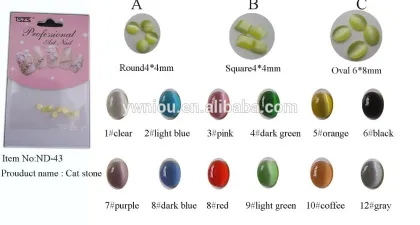 Jewellery Round&Oval&Square Stone Cat Eyes 3D Nail Art Decoration