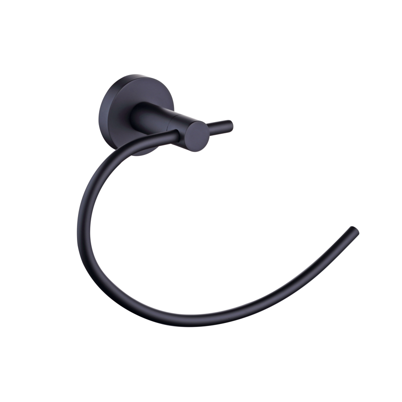 semi-round wall mount toilet towel ring in black