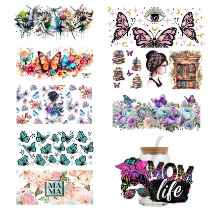 Wholesale Fashion 16oz Libbey Glass Waterproof 3D Transfer Stickers for Fall Cups