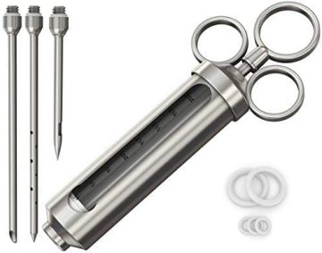 Stainless Steel Marinade Injector Syringe Kit - BBQ & Smoker Accessory, 2.3 oz