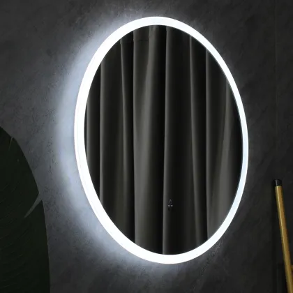 Infrared Induction Three Color Light Round Bathroom Mirror