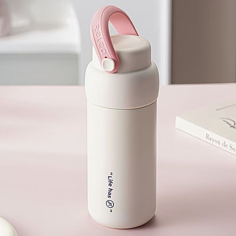 Colorful - handled simple - style small diameter thermos cup