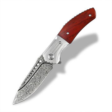 Tactical Folding Knife for Survival, Camping, and Hunting - VG10 Damascus Blade EDC