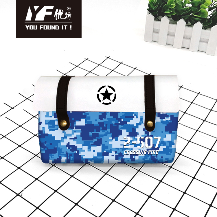 Custom Crossing fire style camouflage​style PU leather handbag cosmetic bag pencil case&bag multifunctional bag