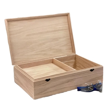 Extra Large Unfinished Wood Box with Lid & Tray - Personalized Storage Box with Removable Compartments