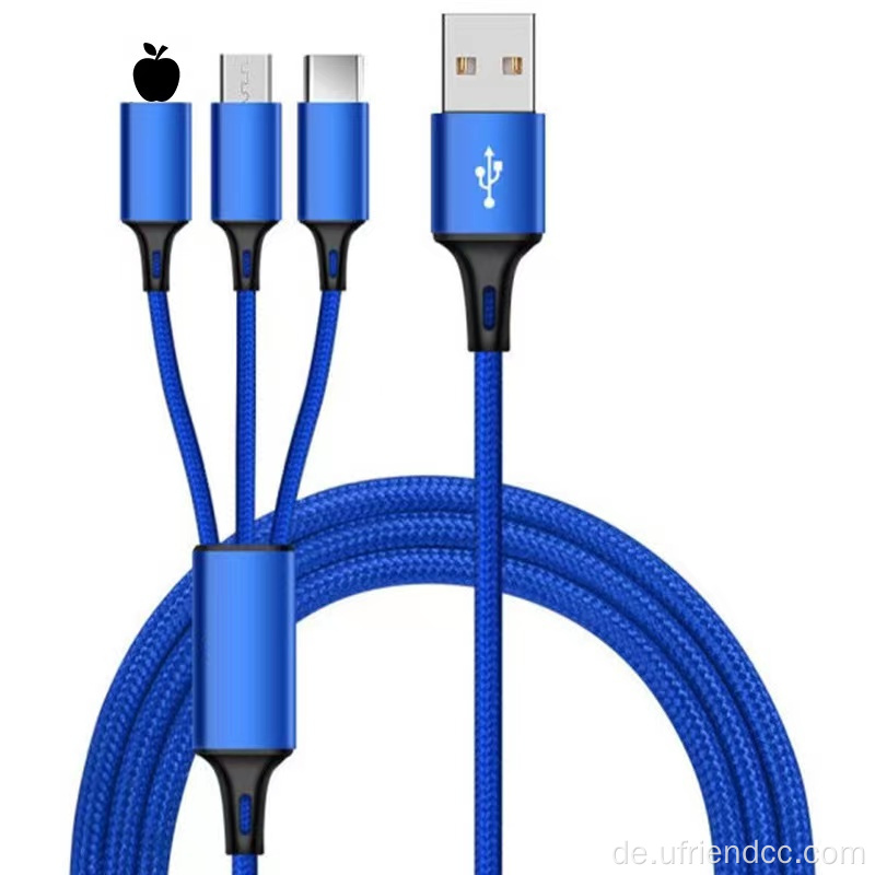 Schnelles Laden 3in1 Mehrfach USB -Kabel