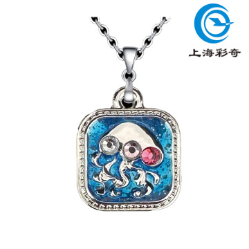 Ocean-Inspired Enamel Jellyfish Pendant Multi Rhinestone
